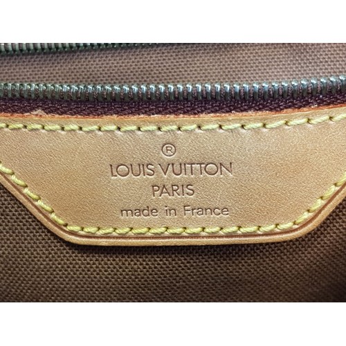 290 - A Brown Monogram Louis Vuitton Coated Canvas Vachetta Cabas Piano Shoulder Bag. Cloth interior with ... 