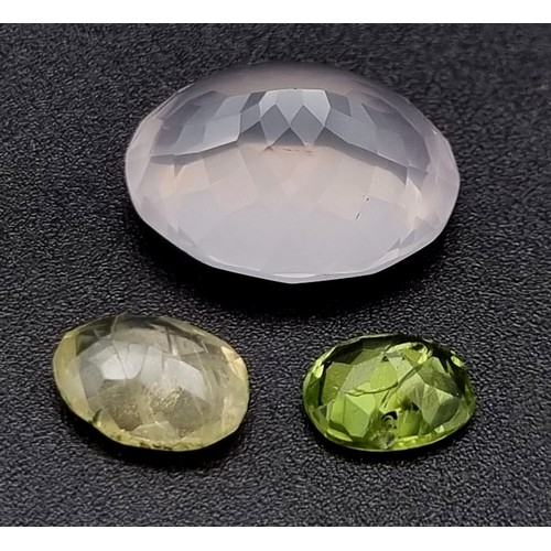 425 - Lot of 3 Gemstones - 17 Ct Mixed Cut Rose Quartz, 2.45 Ct Mixed Cut Lemon Quartz & 2.05 Ct Mixed Cut... 