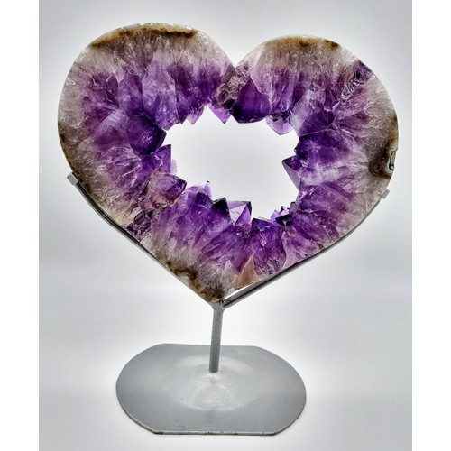 100 - A never seen before, truly magnificent AMETHYST specimen. Heart shaped, geode slice from Ametista do... 