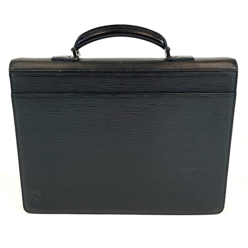 401 - A Louis Vuitton Black Document Briefcase. Zip pocket and folder pocket interior. In very good condit... 