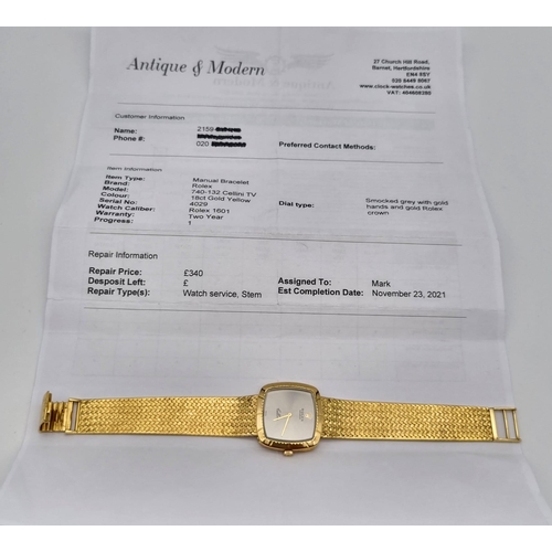 100 - A gents ROLEX CELLINI, solid 18 K yellow gold watch and strap, Case width 30 mm  with smoked grey di... 