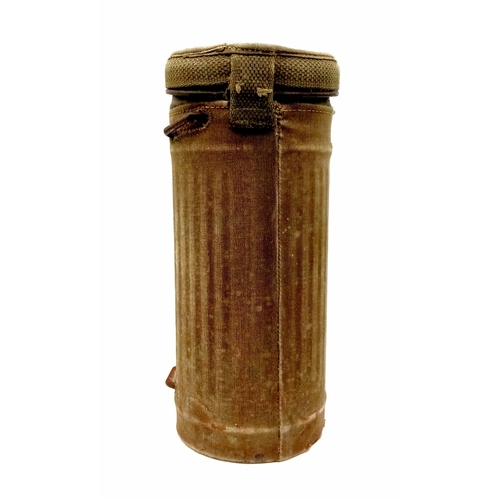 189 - A German WW2 Army Gas Cannister - Complete with cover, gas mask and filter. Cannister 30 x 13cm.