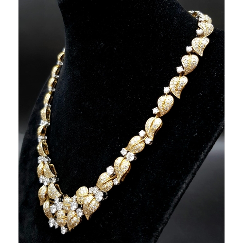 114 - A SHOW STOPPING 18K GOLD AND DIAMOND NECKLACE WITH OVER 8ct OF TOP QUALITY DIAMONDS AND HAND MADE BY... 