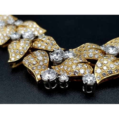 114 - A SHOW STOPPING 18K GOLD AND DIAMOND NECKLACE WITH OVER 8ct OF TOP QUALITY DIAMONDS AND HAND MADE BY... 