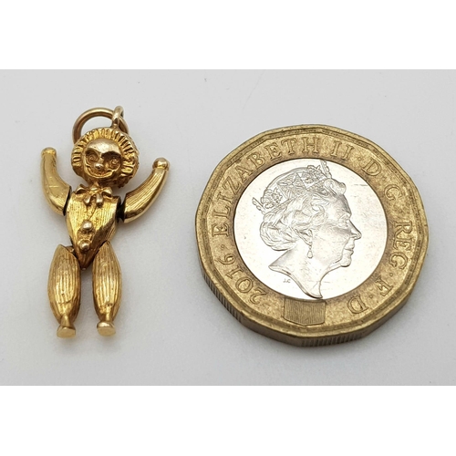 190 - A Vintage 9K Yellow Gold Golliwog Charm. 2.5cm. 4.08g.