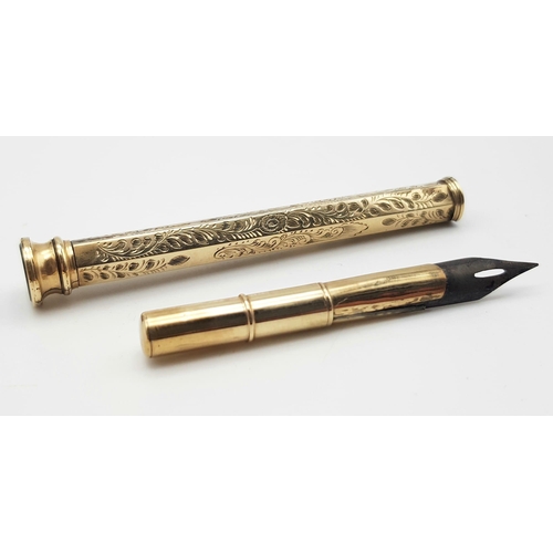 193 - A 9K Yellow Gold Victorian Bloodstone Fountain Pen with a 9K Yellow Gold Edwardian S. Morden and Co ... 