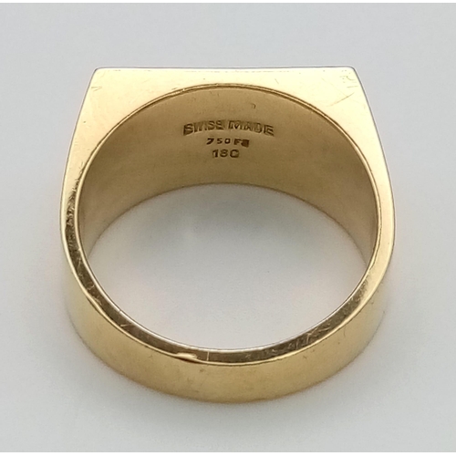 135 - A Swiss 18K Two-Colour Gold Signet Ring. Size U. 18.62g total weight.