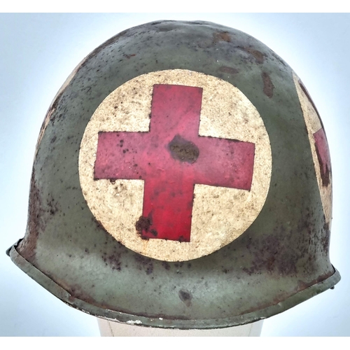 187 - WW2 US Swivel Bale Medics Helmet with Westinghouse Liner.