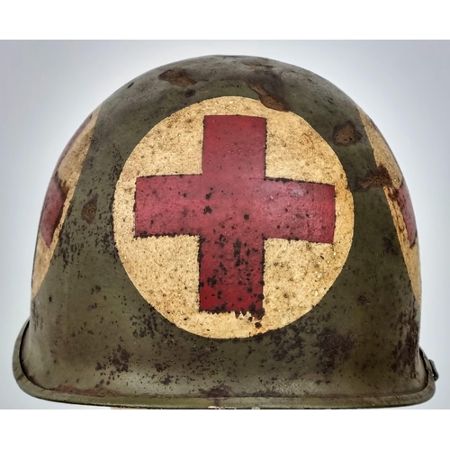 187 - WW2 US Swivel Bale Medics Helmet with Westinghouse Liner.