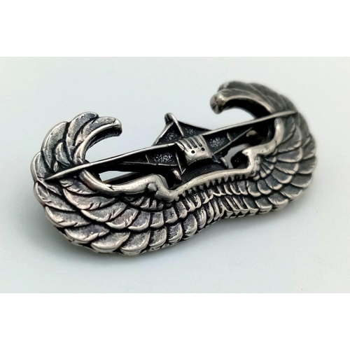 202 - WW2 USA Parachute Glider Wings Sterling Silver.