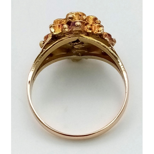 92 - A Vintage (circa 1930) 22k Yellow Gold Ruby and Pale Blue Stone Harem Ring. Size N. 3.93g total weig... 