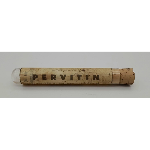 481 - WW2 German Empty Pervitin Glass Phile. Methamphetamines were widely distributed throughout the 3rd R... 