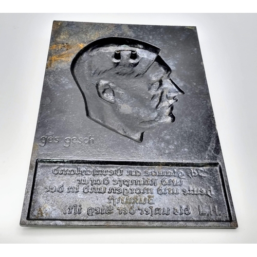 124 - 3rd Reich Metal Hitler Plaque “I believe in Germany and Fight for Her Today and Tomorrow and In The
... 