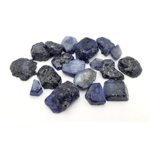 492 - 249.95 Ct Rough Blue Sapphire Lot.