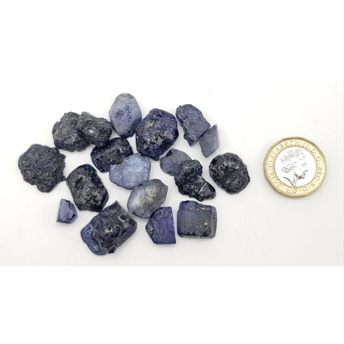 492 - 249.95 Ct Rough Blue Sapphire Lot.