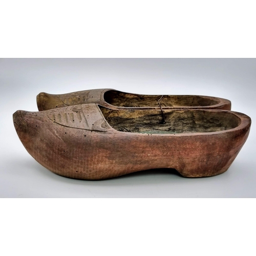 503 - WW2 German Pair of Dutch Souvenir Clogs Dedicated to the Invasion of Holland by the Brandenburg Spec... 