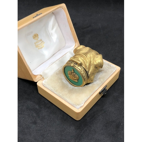 23 - A Russian silver gilt and enamel bulldog diamond large pill box 

Stunning condition 
Hallmarked go ... 