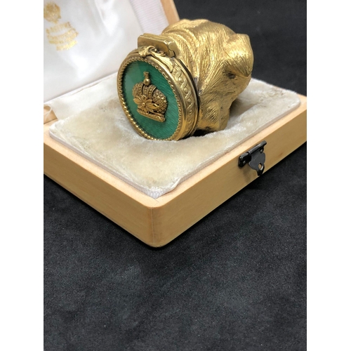 23 - A Russian silver gilt and enamel bulldog diamond large pill box 

Stunning condition 
Hallmarked go ... 