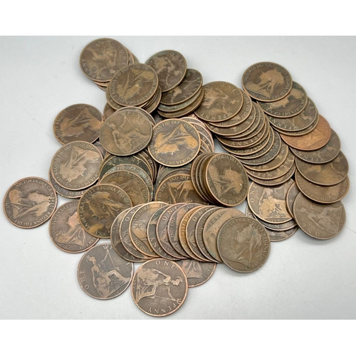 197 - Collection of 100 Victorian Pennies, dates range from 1860-1901.