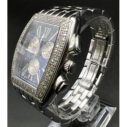 212 - An Ingersoll Diamond Chronograph Gents Watch. Stainless steel strap and case - 35mm. Lug to lug - 55... 