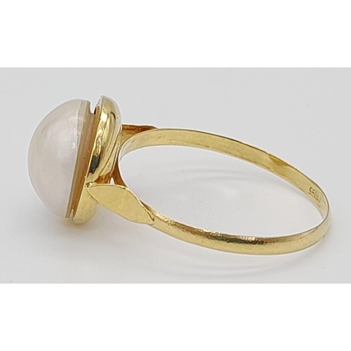 236 - A 22K Yellow Gold Keshi Pearl Ring. Size P. 1.45g total weight.