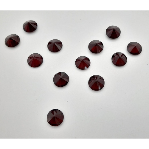 491 - 12 x round shape natural almandine garnets. Each garnet is 7 mm. 21.38 carat total weight. Each weig... 