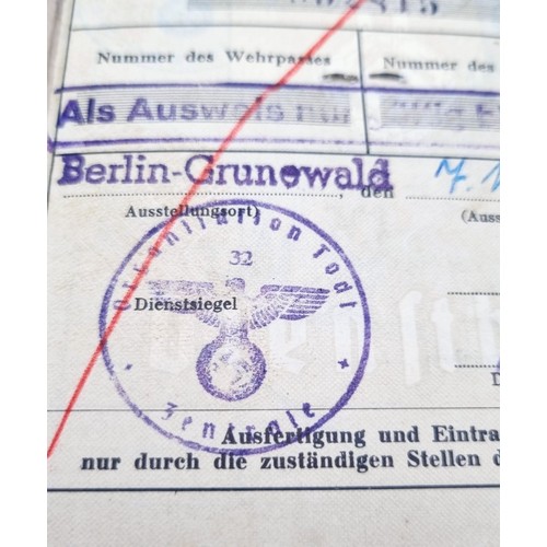 111 - RARE 3rd Reich Organisation Todt Dienst Buch (Service Book) with lots of stamped entries in his meda... 