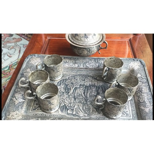 61 - A magnificent antique rare solid silver Gahjari Persian Islamic tea set 
Each piece fully hallmarked... 