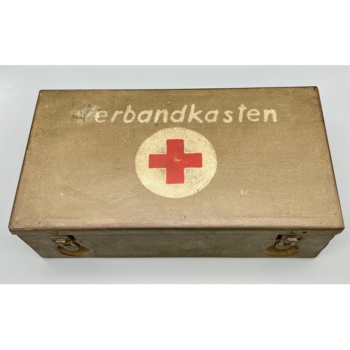 103 - WW2 German Africa Corps First Aid Tin Dated 1938 with Contents.