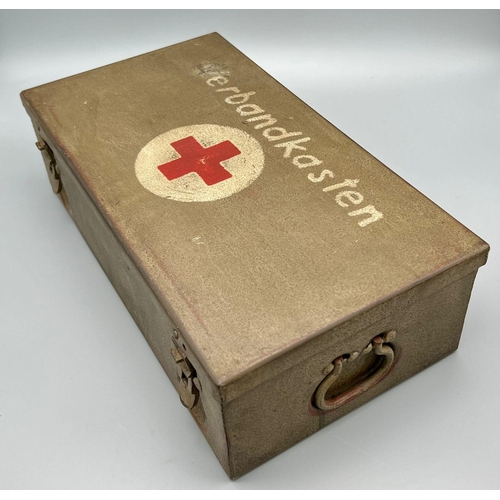 103 - WW2 German Africa Corps First Aid Tin Dated 1938 with Contents.