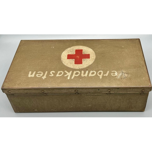 103 - WW2 German Africa Corps First Aid Tin Dated 1938 with Contents.