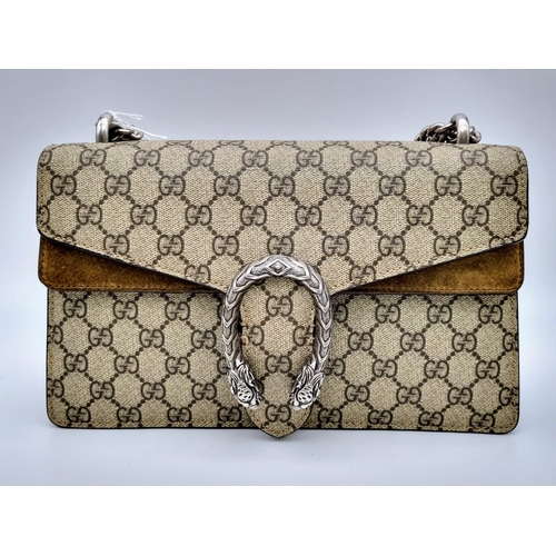 17 - A Gucci Dionysus Canvas Mini Shoulder Bag. Double Tiger-Head Clasp. Monogram canvas with palladium t... 