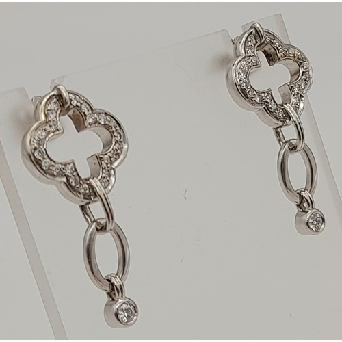 81 - A Pair of 18K White Gold Diamond Good Luck Charm Earrings. 0.5ct. 8.7g total weight