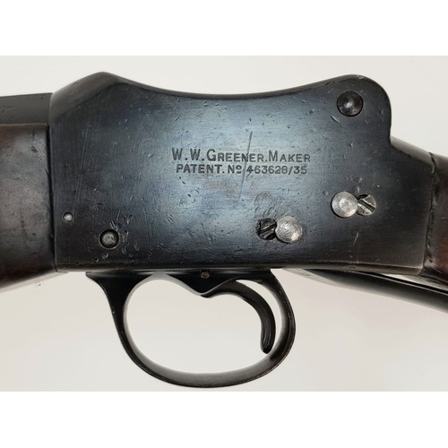 128 - A Rare Original Greener Mark III 1920s Police Shotgun. Takes a 14 bore brass shotgun cartridge that ... 