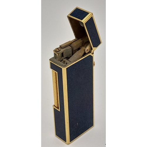 41 - A Beautiful Vintage Blue Enamel Dunhill Lighter. A/F