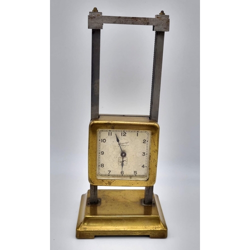 43 - A Very Rare 1915 Ansonia Metal Cased Gravity Clock. Weirdly, the second sub dial works but the hour ... 