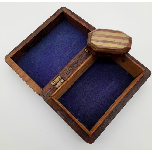 576 - Two Antique Trinket Boxes with Inlaid and Carved Decoration. 15 x 9cm. 7 x 3.5cm