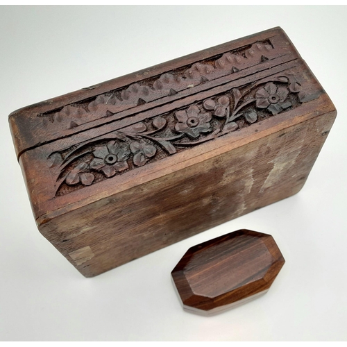 576 - Two Antique Trinket Boxes with Inlaid and Carved Decoration. 15 x 9cm. 7 x 3.5cm