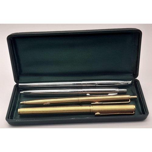 1197 - Two Gilded and Two Silver Tone Vintage Pens. A/F