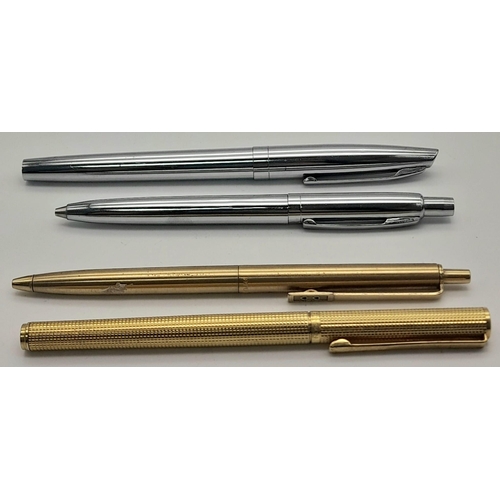 1197 - Two Gilded and Two Silver Tone Vintage Pens. A/F