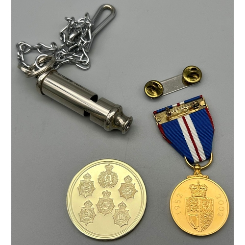 173 - A Metropolitan Police Service and Queens Golden Jubilee Medal - Plus a Met Police Whistle That Belon... 