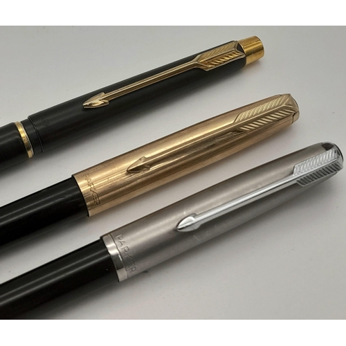 265 - Two Vintage Parker Ballpoint Pens and One Parker Mechanical Pencil. In a Parker box. A/F