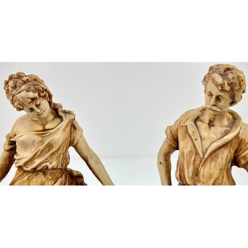 587 - Two Vintage Italian Ivorene Statues. 49cm.