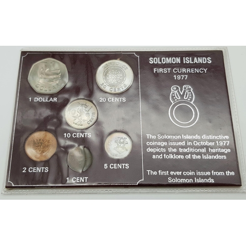 1121 - Three Proof Coin Sets: Solomon Islands, Barbados, Mexico, Denmark and Papua New Guinea