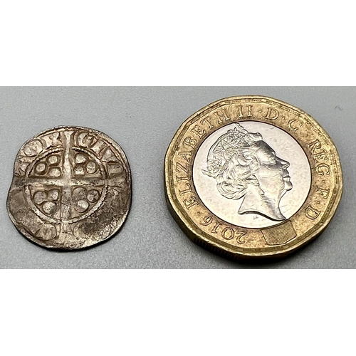 152 - An Edward I Silver Hammered Penny Coin. 1272 - 1307. Canterbury mint. Near fine but please see photo... 