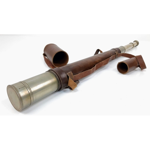 251 - A Four-Drawer Telescope Made by Heath and Co - Makers to the Royal Navy. In leather case - 67cm. Als... 