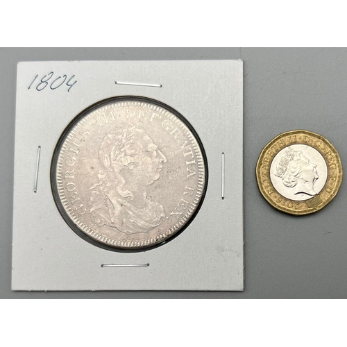 46 - A Very Rare 1804 George III Bank of England Silver Dollar Coin. Please see photo for conditions.