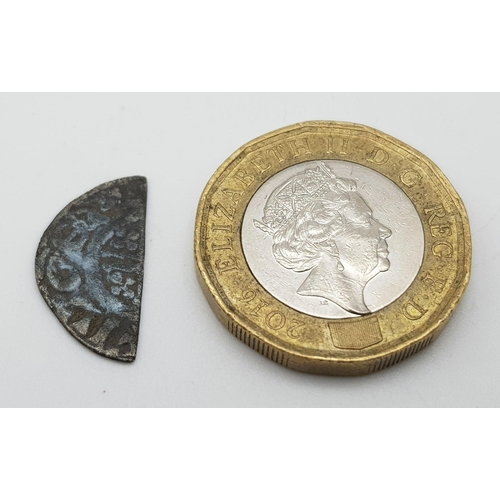 667 - A King John Silver Hammered Penny Coin- Half Cut. 1209-1217. London mint. Fair but please see photos... 