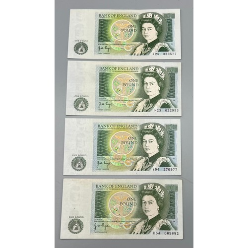 1079 - Four JB Page High Grade Bank of England One Pound Notes.