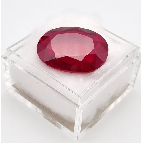 139 - An excellent, blood red, oval cut, large (51.45 carats) ruby. Dimensions: 26.29 x 19.80 x 8.89 mm. B... 